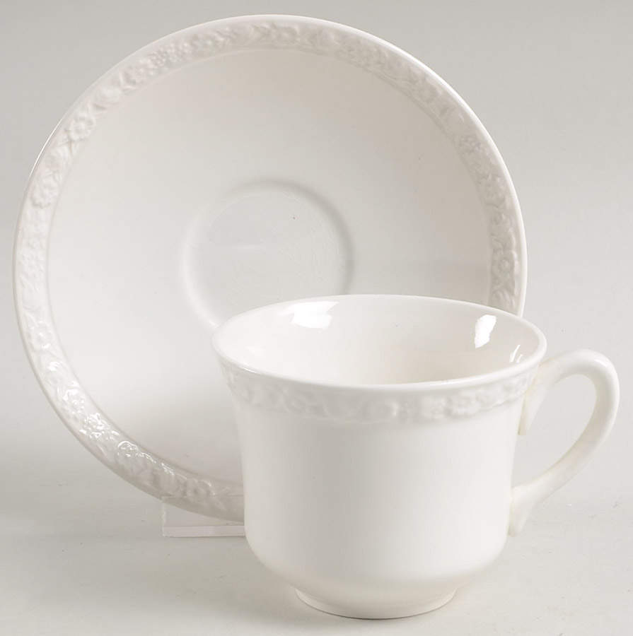 Hedge Rose Flat Cup & Saucer Set by Wedgwood-1