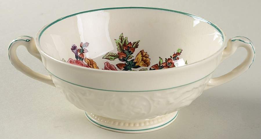 Hollyhock Footed Cream Soup Bowl by Wedgwood-1