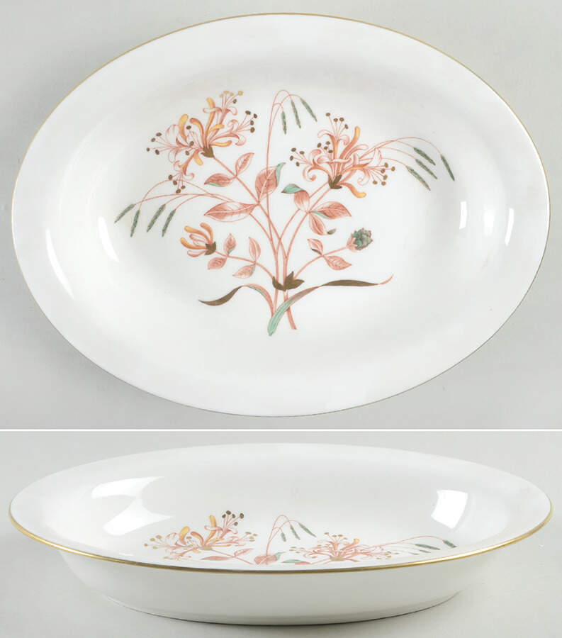 Honeysuckle Rust 10" Oval Vegetable Bowl by Wedgwood-1