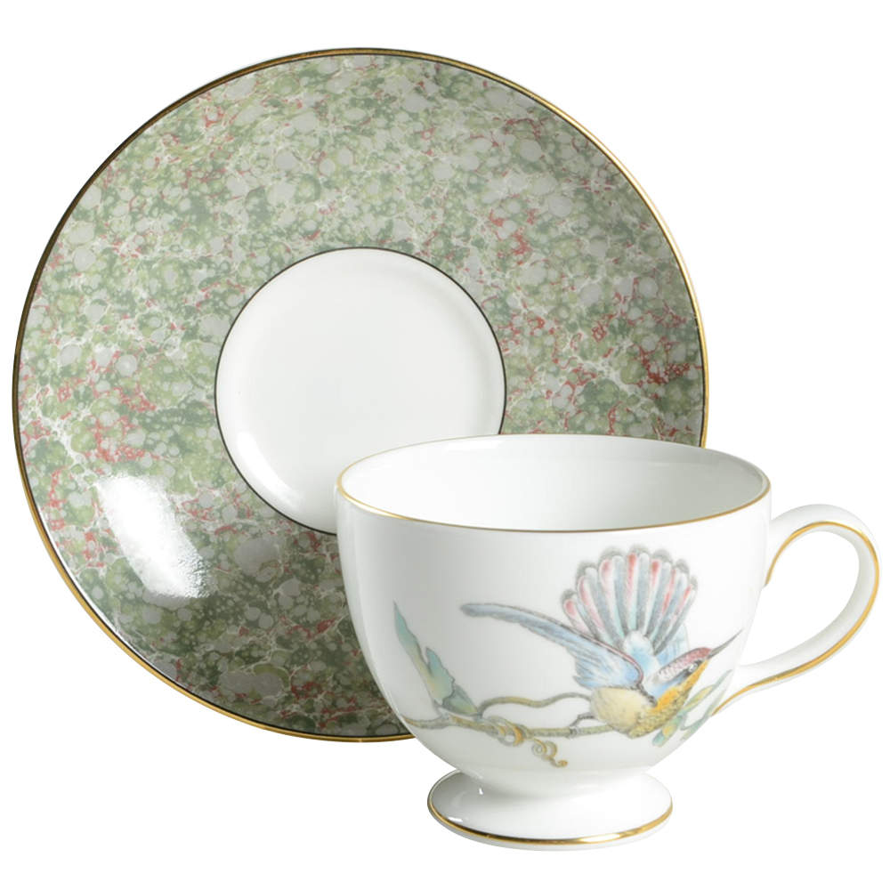 Humming Birds Leigh Shape Footed Cup & Saucer Set by Wedgwood-1