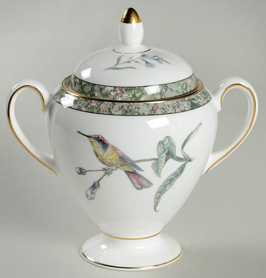 Humming Birds Globe Shape Sugar Bowl & Lid by Wedgwood-1