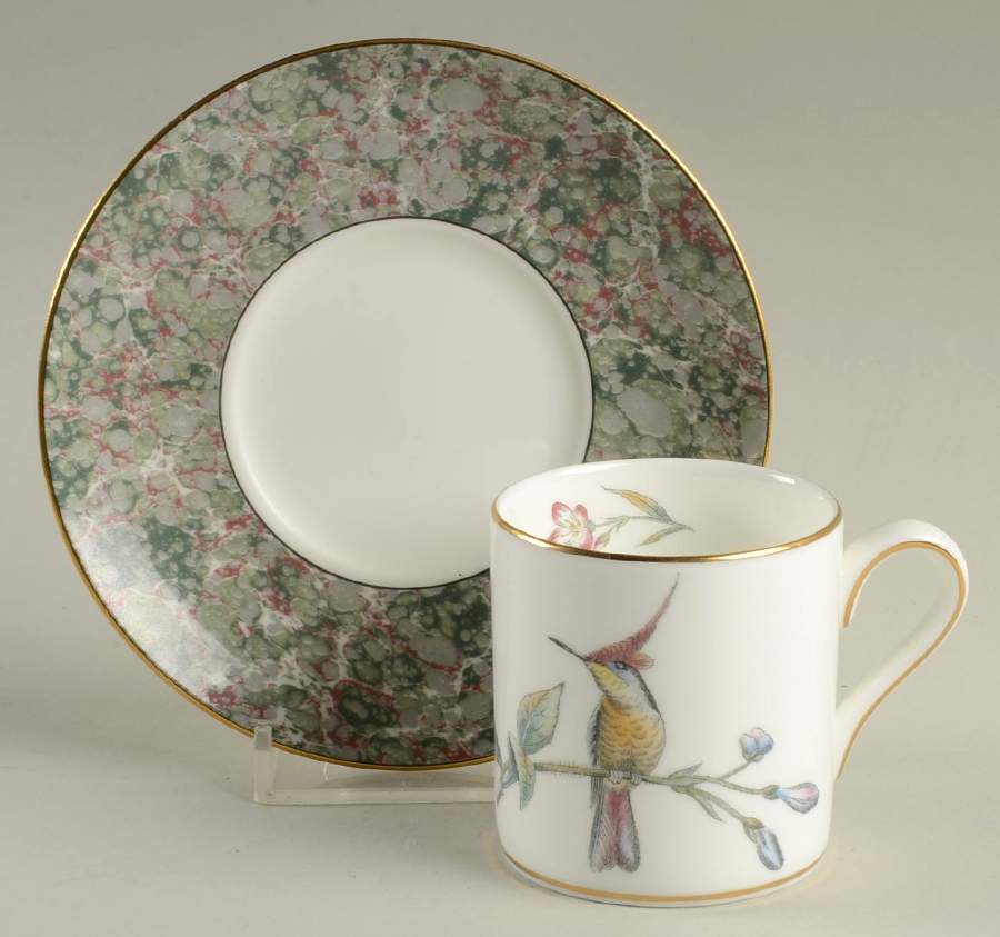 Humming Birds Bond Shape Demitasse Cup and Saucer Set by Wedgwood-1