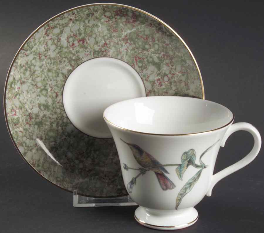Humming Birds Victoria Shape Footed Cup & Saucer Set by Wedgwood-1