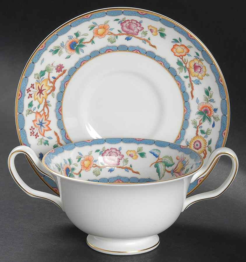 Huntingdon Footed Cream Soup Bowl & Saucer Set by Wedgwood-1