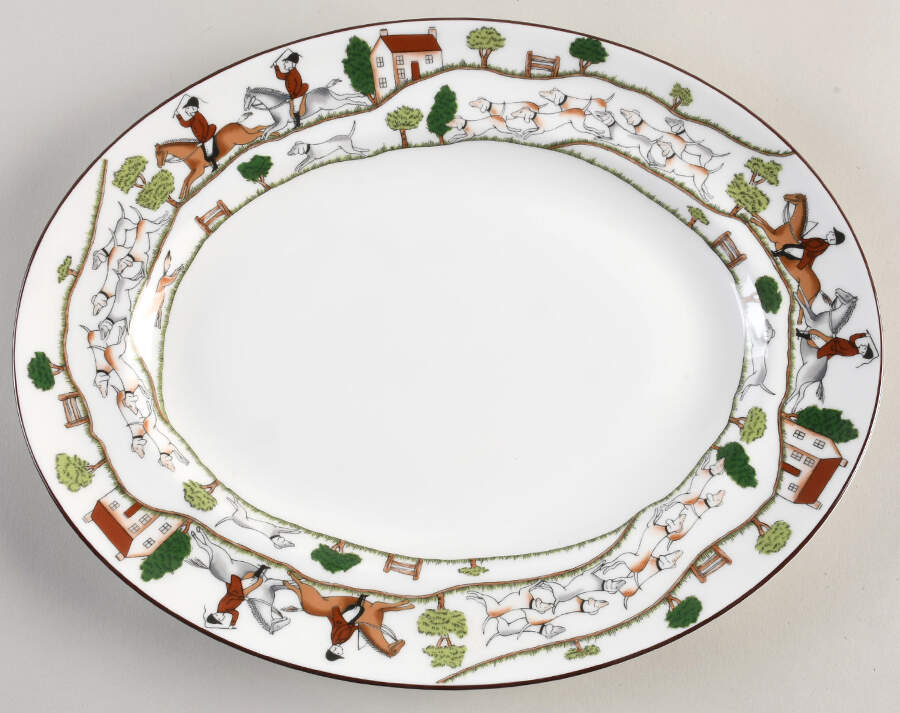 Hunting Scene 13" Oval Serving Platter by Wedgwood-1