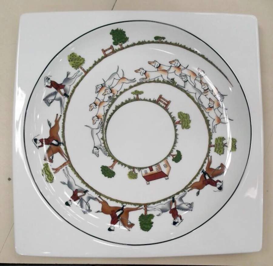 Hunting Scene Square Dinner Plate by Wedgwood-1