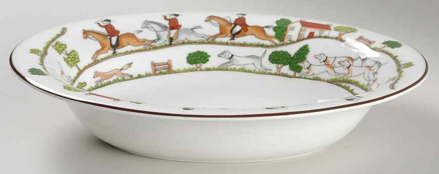 Hunting Scene 10" Oval Vegetable Bowl by Wedgwood-1
