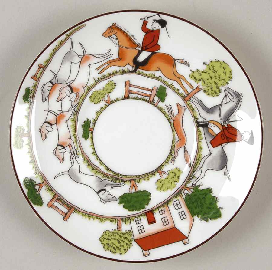 Hunting Scene Saucer for Bond Shape Demitasse Cup by Wedgwood-1