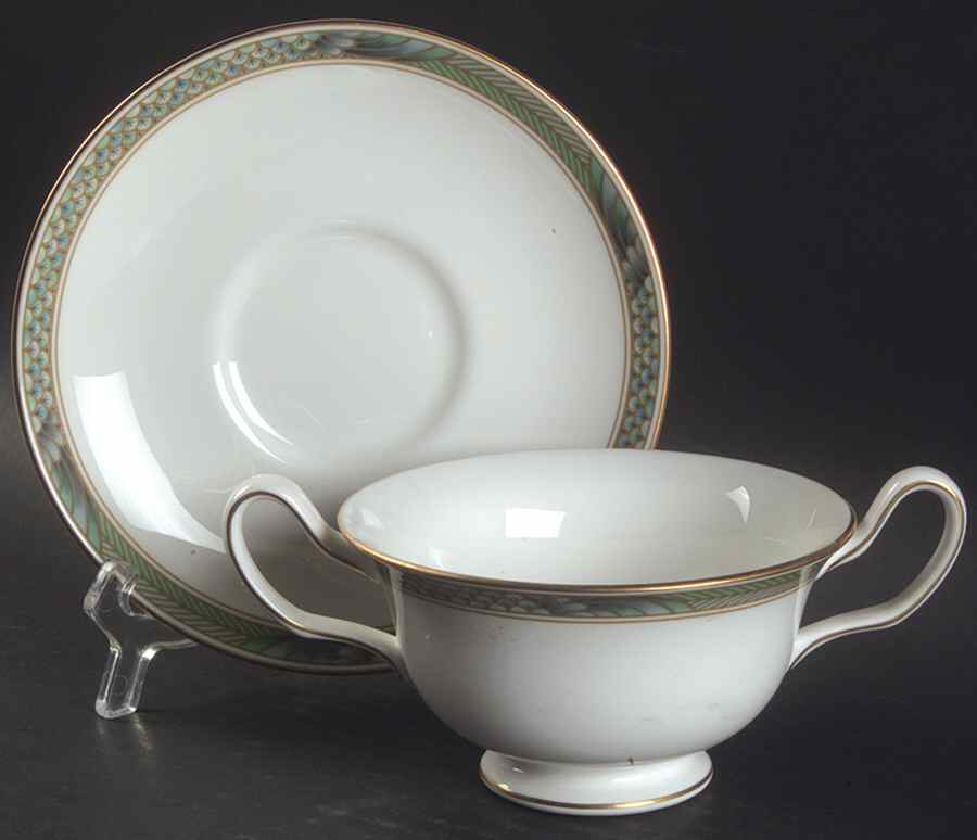 Icarus Footed Cream Soup Bowl & Saucer Set by Wedgwood-1