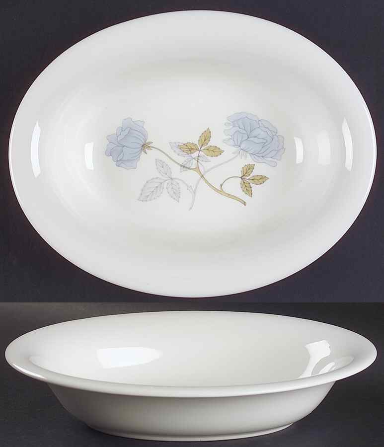 Ice Rose (No Trim) 10" Oval Vegetable Bowl by Wedgwood-1