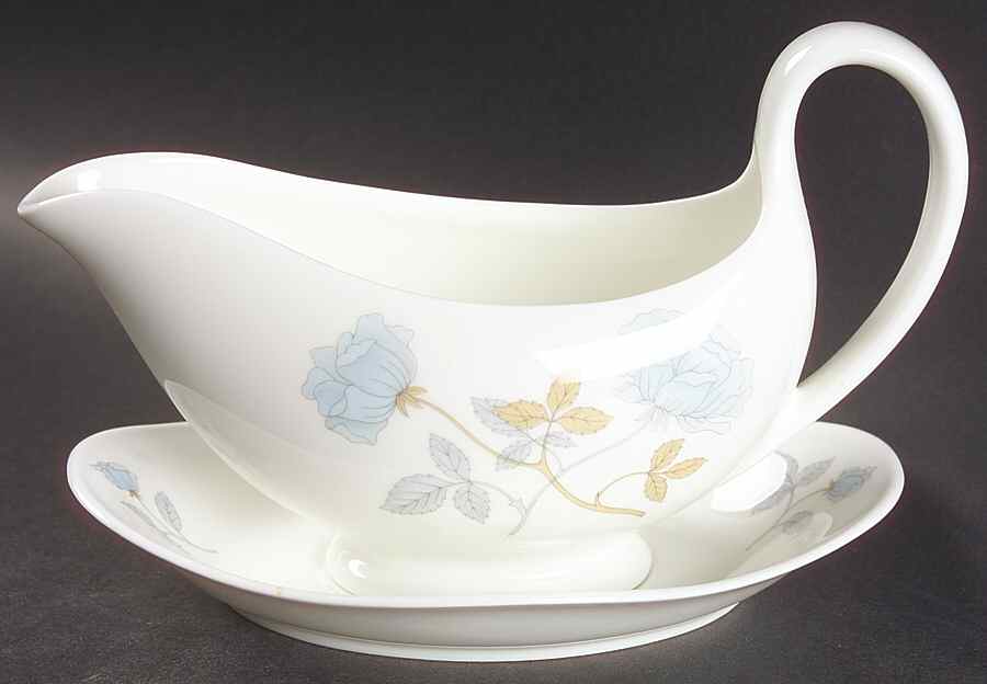 Ice Rose (No Trim) Gravy Boat & Underplate by Wedgwood-1