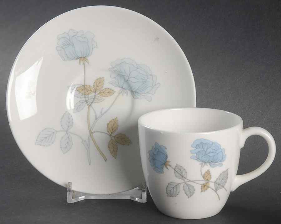 Ice Rose (No Trim) Flat Demitasse Cup & Saucer Set by Wedgwood-1