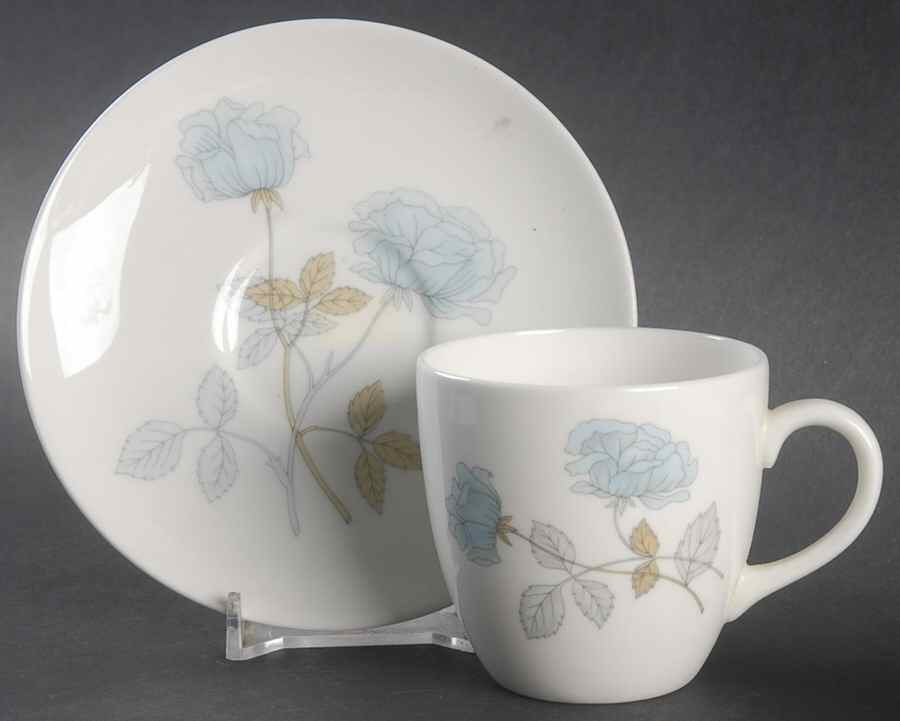 Ice Rose (No Trim) Flat Demitasse Cup & Saucer Set by Wedgwood-1