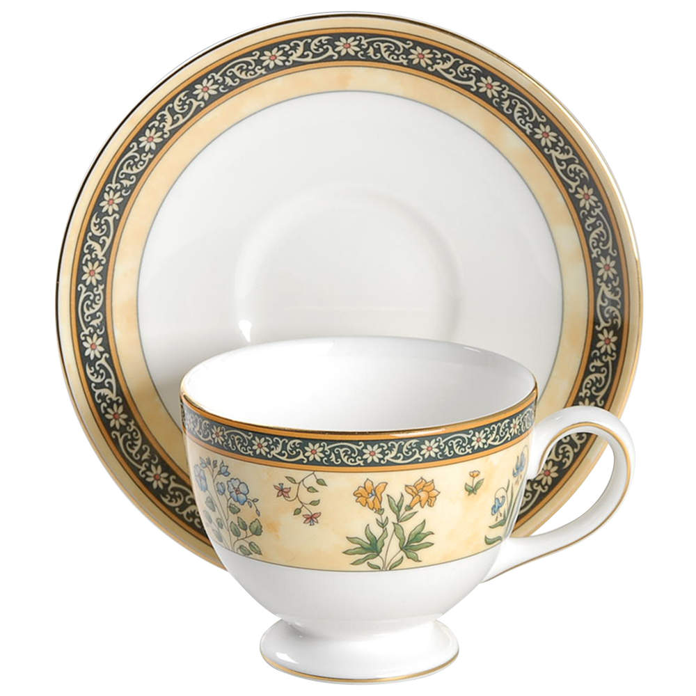 India Leigh Shape Footed Cup & Saucer Set by Wedgwood-1
