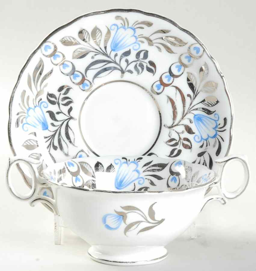 Indus Footed Cream Soup Bowl & Saucer Set by Wedgwood-1