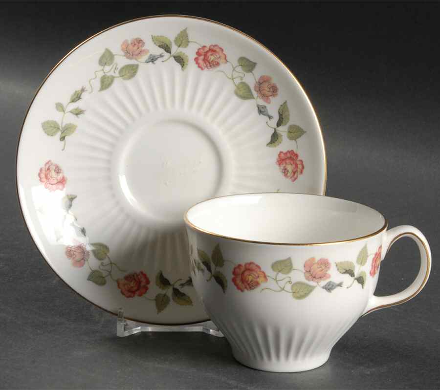 India Rose Flat Cup & Saucer Set by Wedgwood-1