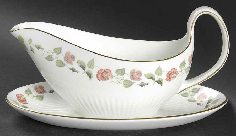 India Rose Gravy Boat with Attached Underplate by Wedgwood-1