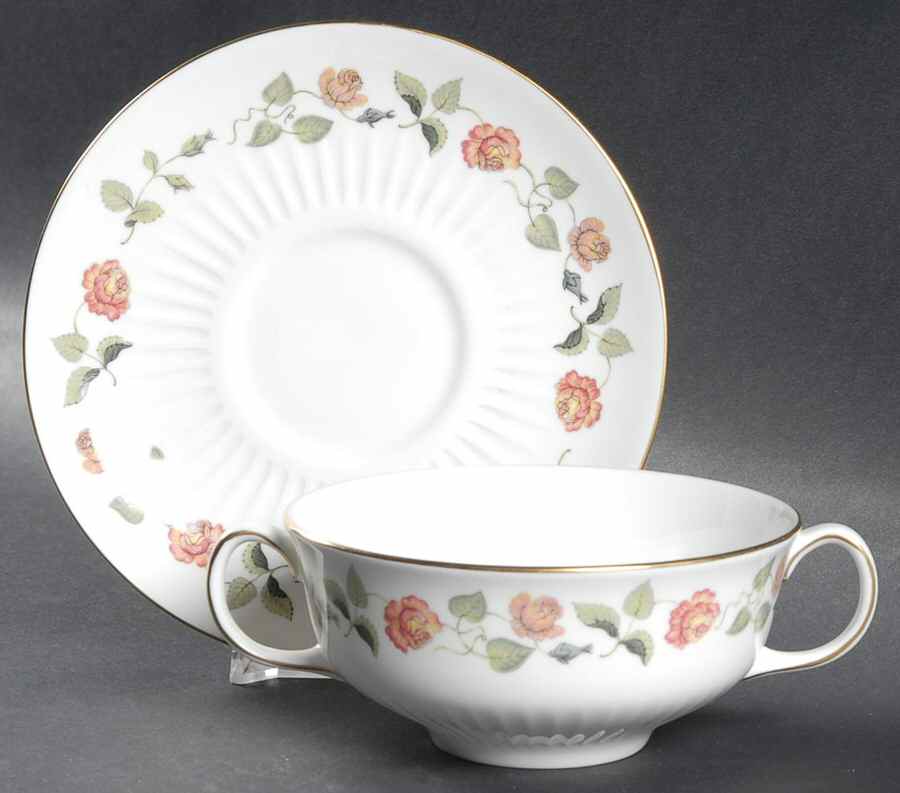 India Rose Flat Cream Soup Bowl & Saucer Set by Wedgwood-1