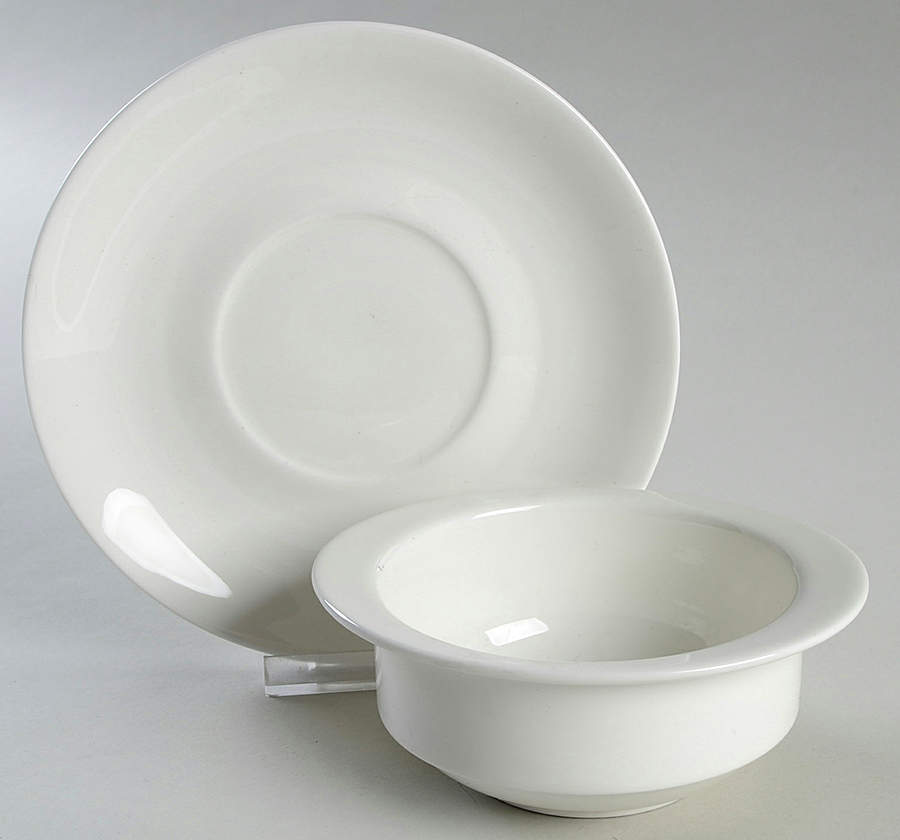 Inspiration White Flat Cream Soup Bowl & Saucer Set by Wedgwood-1