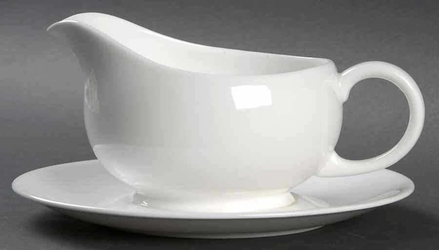 Inspiration White Gravy Boat with Attached Underplate by Wedgwood-1