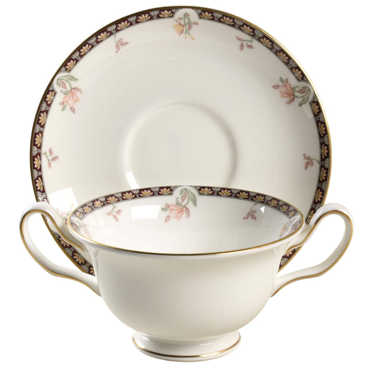 Isis Footed Cream Soup Bowl & Saucer Set by Wedgwood-1