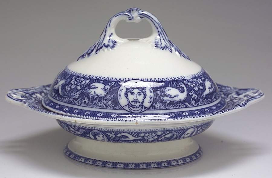 Ivanhoe (Flow Blue) Pancake Dish & Lid by Wedgwood-1