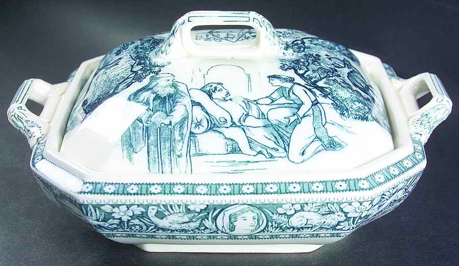 Ivanhoe (Blue Gray Design) Square Covered Vegetable by Wedgwood-1