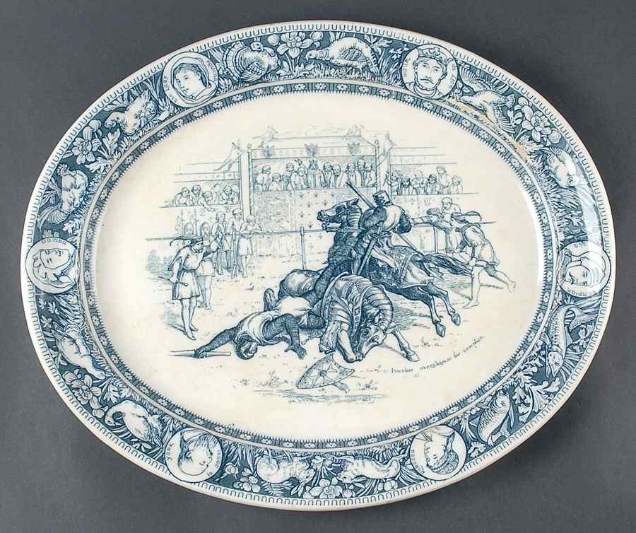 Ivanhoe (Blue Gray Design) 18" Oval Serving Platter by Wedgwood-1