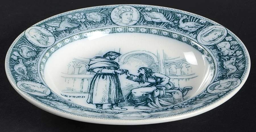 Ivanhoe (Blue Gray Design) Rim Soup Bowl by Wedgwood-1