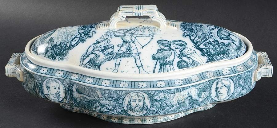 Ivanhoe (Blue Gray Design) Oval Covered Vegetable by Wedgwood-1