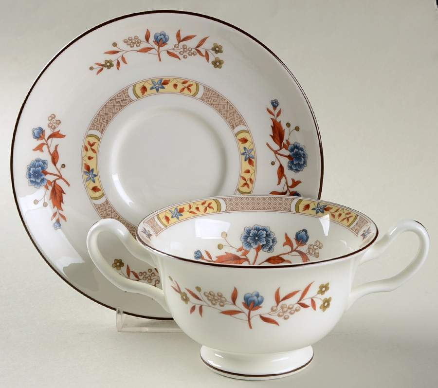 Jamestown Footed Cream Soup Bowl & Saucer Set by Wedgwood-1