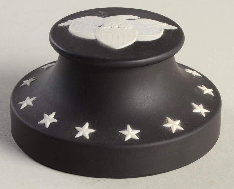 Cream Color on Black Jasperware Paperweight by Wedgwood-1