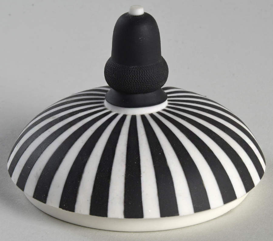 Cream Color on Black Jasperware Lid for Vase/Urn by Wedgwood-1
