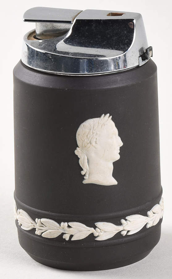 Cream Color on Black Jasperware Executive Cigarette Lighter by Wedgwood-1