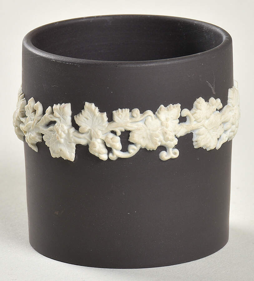 Cream Color on Black Jasperware Cigarette Holder by Wedgwood-1