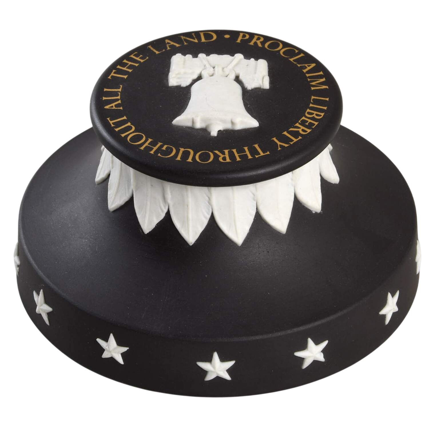 Cream Color on Black Jasperware Paperweight by Wedgwood-1