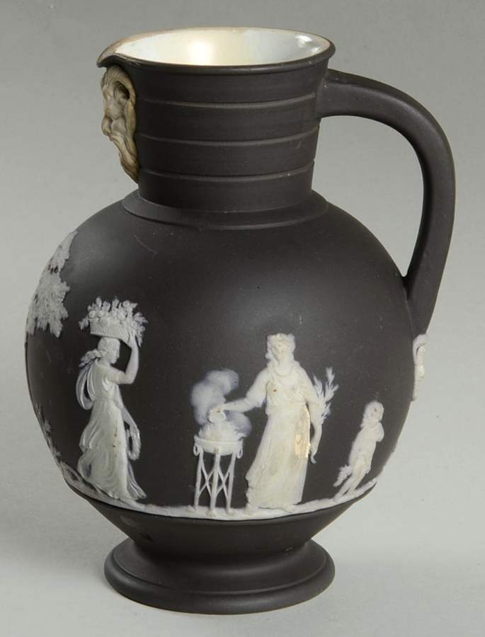 Cream Color on Black Jasperware 16 Oz Jug by Wedgwood-1