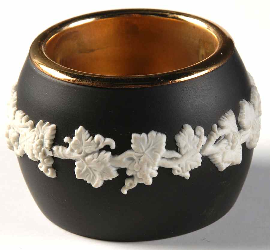 Cream Color on Black Jasperware Cigarette Lighter-No Element by Wedgwood-1
