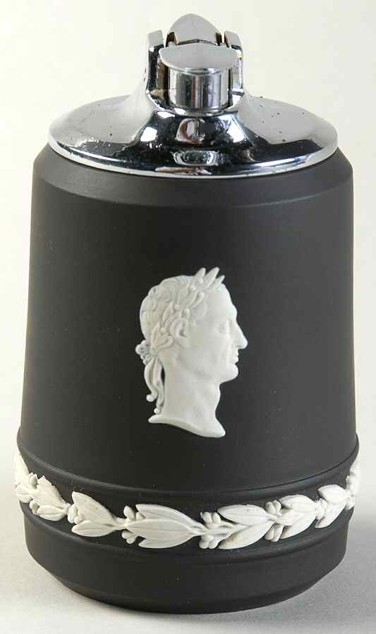 Cream Color on Black Jasperware Executive Cigarette Lighter by Wedgwood-1