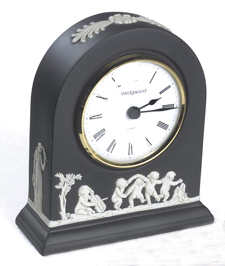 Cream Color on Black Jasperware Medium Clock Dome by Wedgwood-1