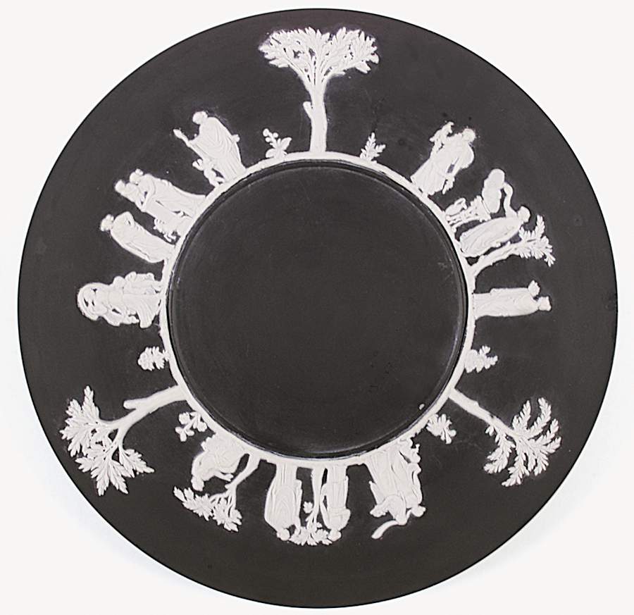 Cream Color on Black Jasperware Cake Plate by Wedgwood-1