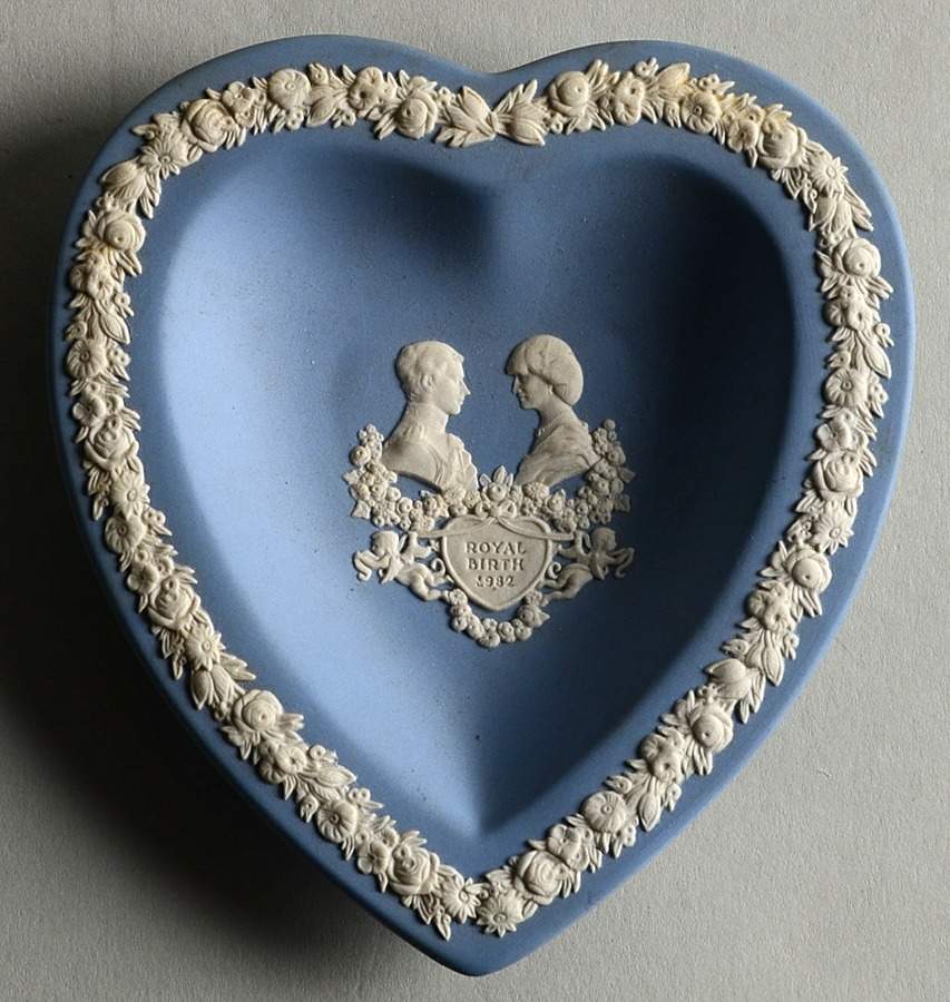 Cream Color on Lavender (Pale Blue) Jasperware 4" Heart Shaped Tray by Wedgwood-1