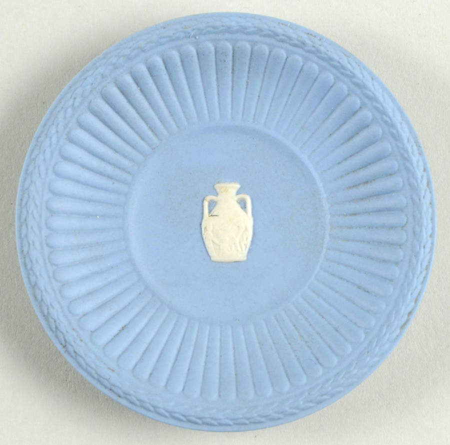 Cream Color on Lavender (Pale Blue) Jasperware Round Fluted Compotier by Wedgwood-1
