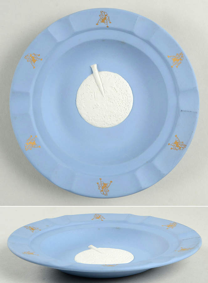 Cream Color on Lavender (Pale Blue) Jasperware 6" Ashtray by Wedgwood-1