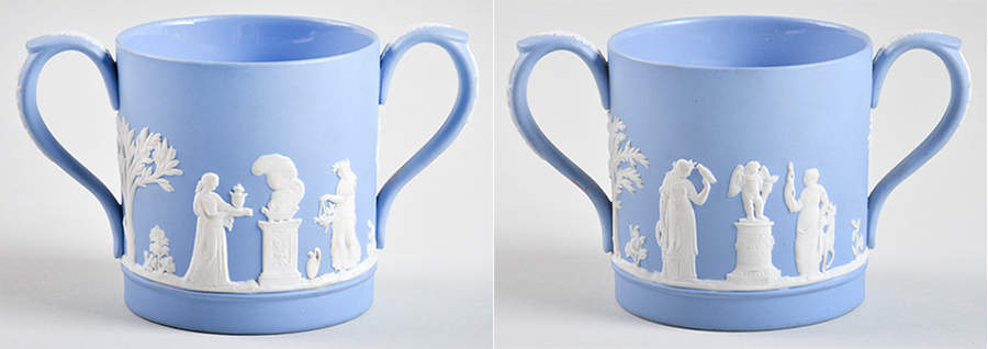 Cream Color on Lavender (Pale Blue) Jasperware Loving Cup by Wedgwood-1