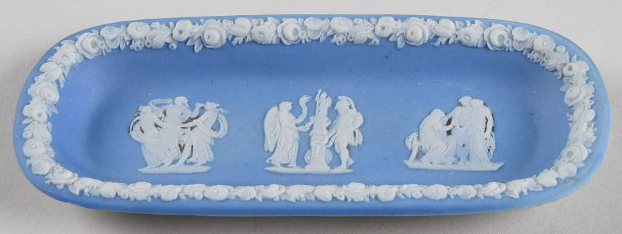 Cream Color on Lavender (Pale Blue) Jasperware Pin Tray by Wedgwood-1