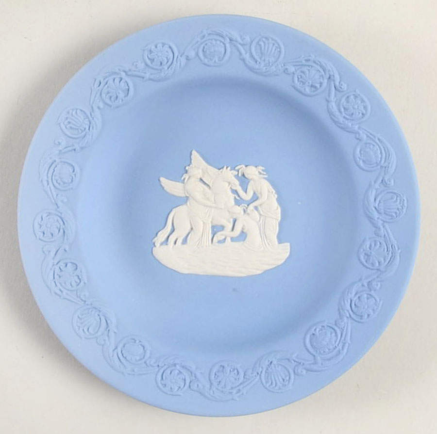 Cream Color on Lavender (Pale Blue) Jasperware Patrician Tray by Wedgwood-1