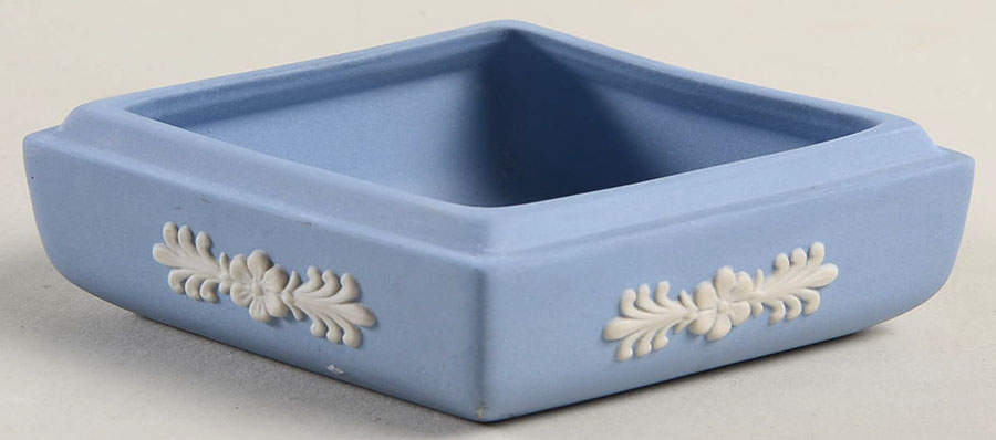 Cream Color on Lavender (Pale Blue) Jasperware Diamond Shaped Box No Lid by Wedgwood-1