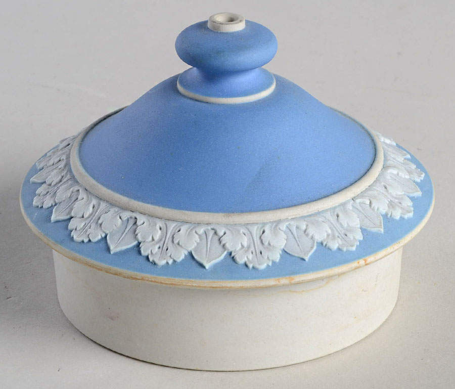 Cream Color on Lavender (Pale Blue) Jasperware Lid for Teapot by Wedgwood-1
