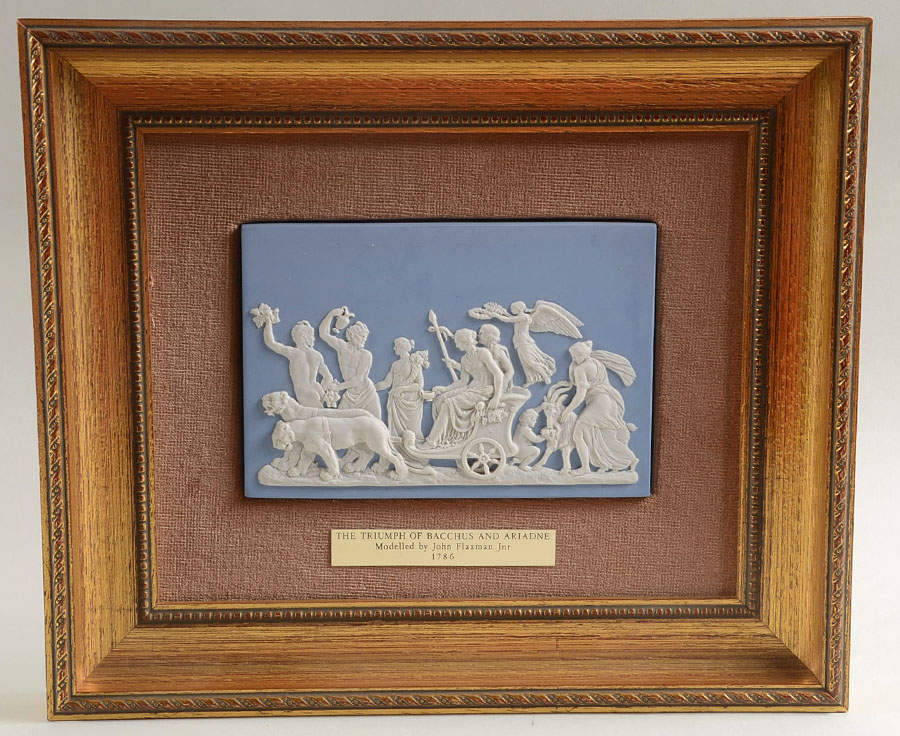 Cream Color on Lavender (Pale Blue) Jasperware Framed Plaque by Wedgwood-1